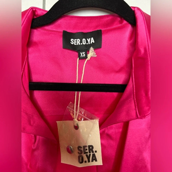 SER.O.YA - Raines shirt in Fuchsia Pink - Silk- NWT SIZE XS - Picture 6 of 7